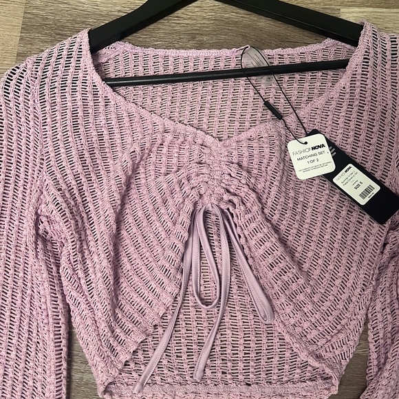 Fashion Nova pant swim suit cover up set purple knitted - Picture 2 of 4